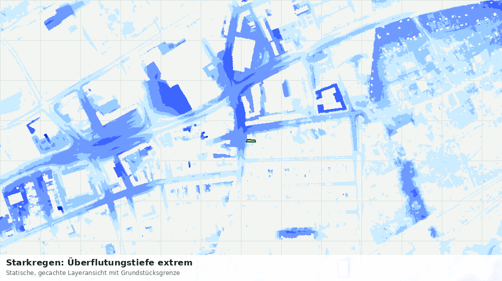 Statische Kartenansicht: Starkregen: Überflutungstiefe extrem
