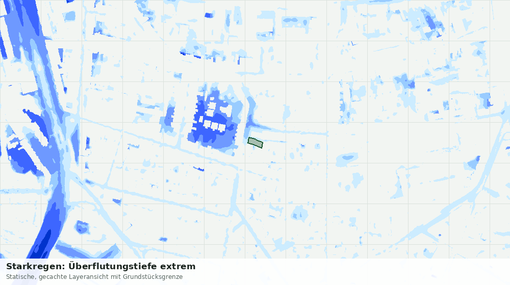 Statische Kartenansicht: Starkregen: Überflutungstiefe extrem