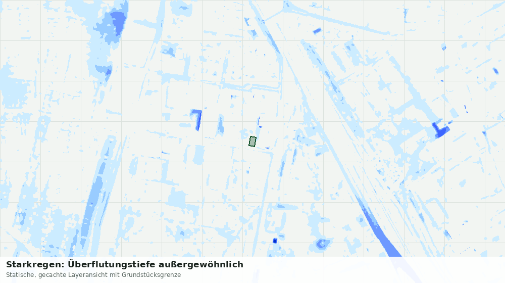 Statische Kartenansicht: Starkregen: Überflutungstiefe außergewöhnlich