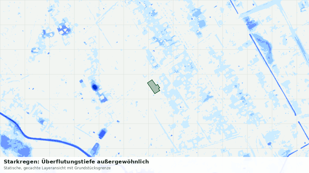 Statische Kartenansicht: Starkregen: Überflutungstiefe außergewöhnlich