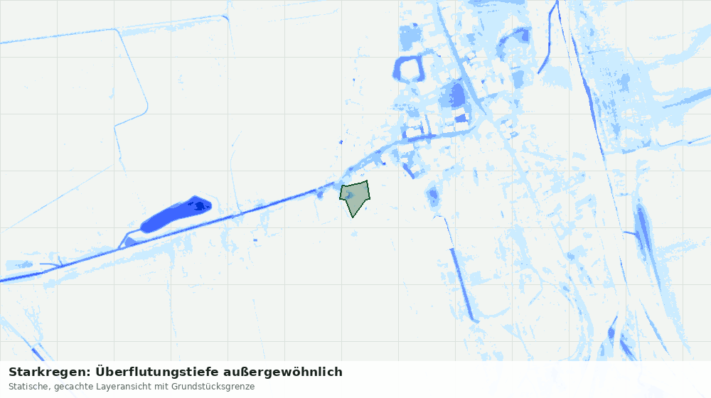 Statische Kartenansicht: Starkregen: Überflutungstiefe außergewöhnlich