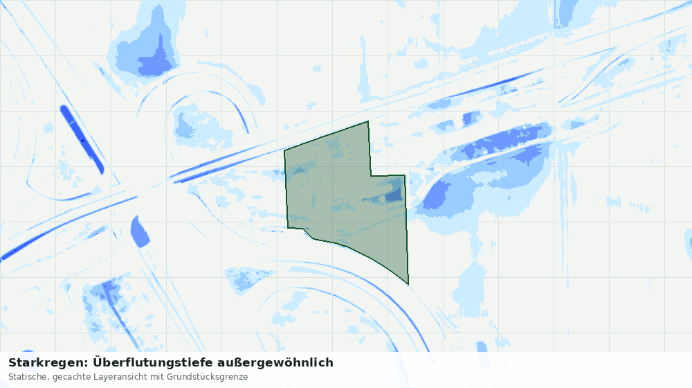 Statische Kartenansicht: Starkregen: Überflutungstiefe außergewöhnlich
