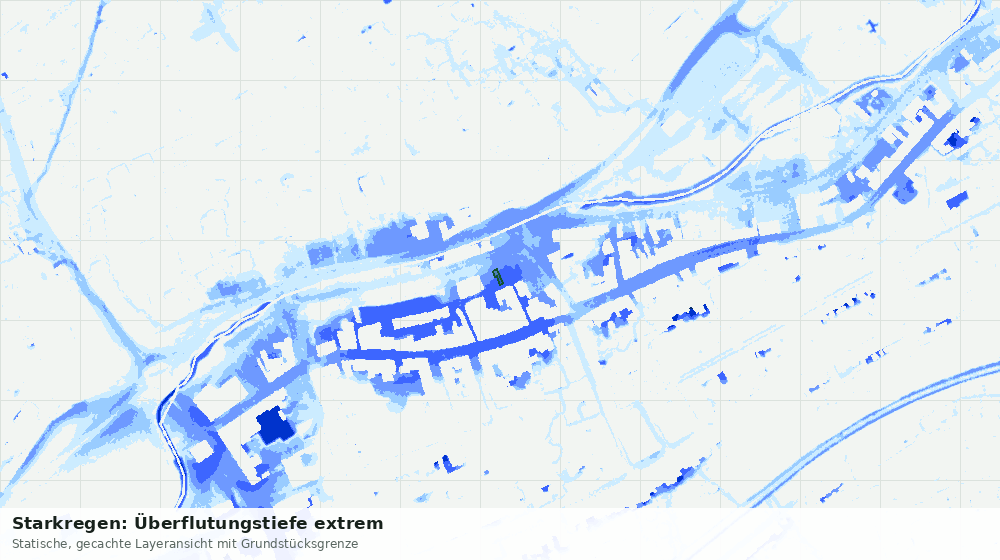 Statische Kartenansicht: Starkregen: Überflutungstiefe extrem