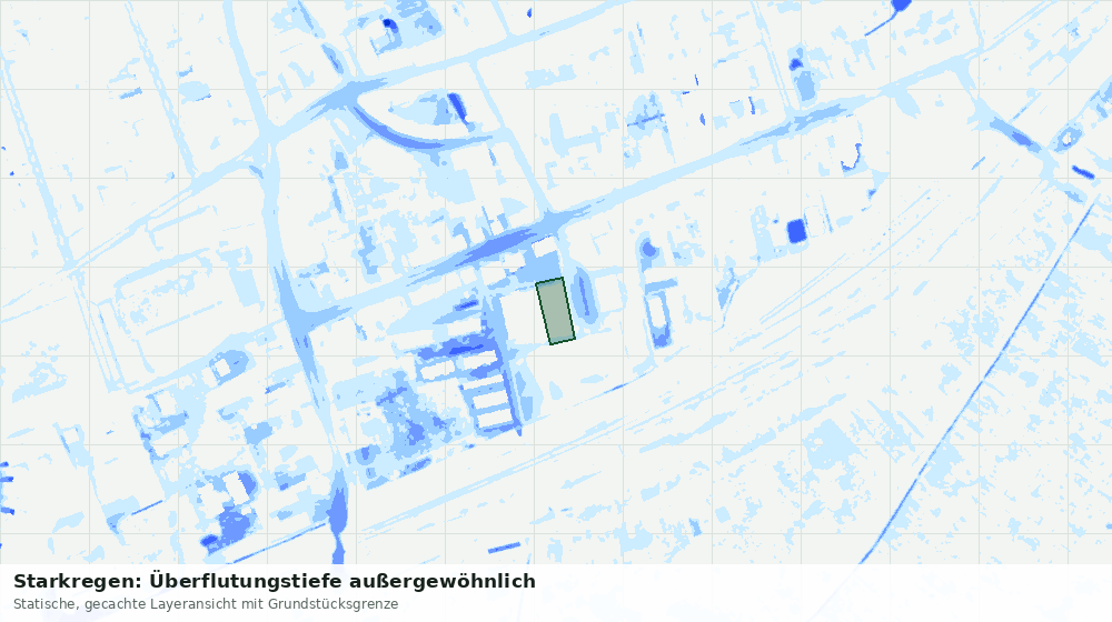Statische Kartenansicht: Starkregen: Überflutungstiefe außergewöhnlich