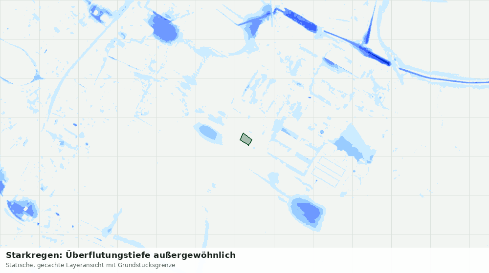 Statische Kartenansicht: Starkregen: Überflutungstiefe außergewöhnlich