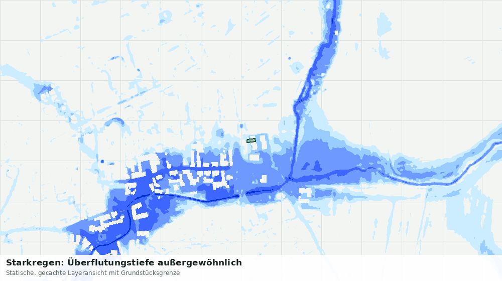 Statische Kartenansicht: Starkregen: Überflutungstiefe außergewöhnlich