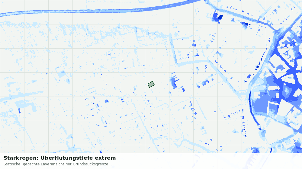 Statische Kartenansicht: Starkregen: Überflutungstiefe extrem
