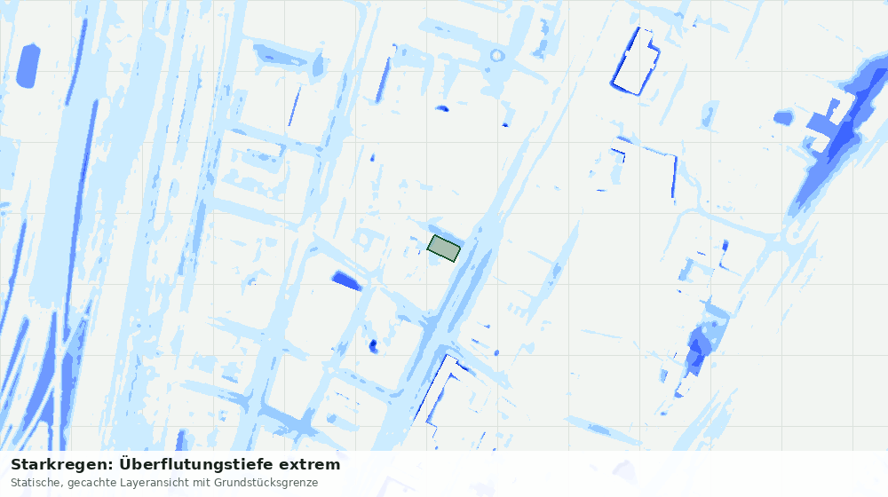 Statische Kartenansicht: Starkregen: Überflutungstiefe extrem