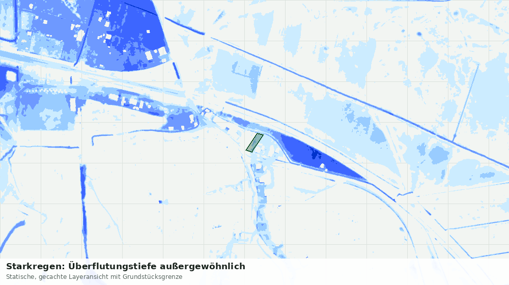 Statische Kartenansicht: Starkregen: Überflutungstiefe außergewöhnlich