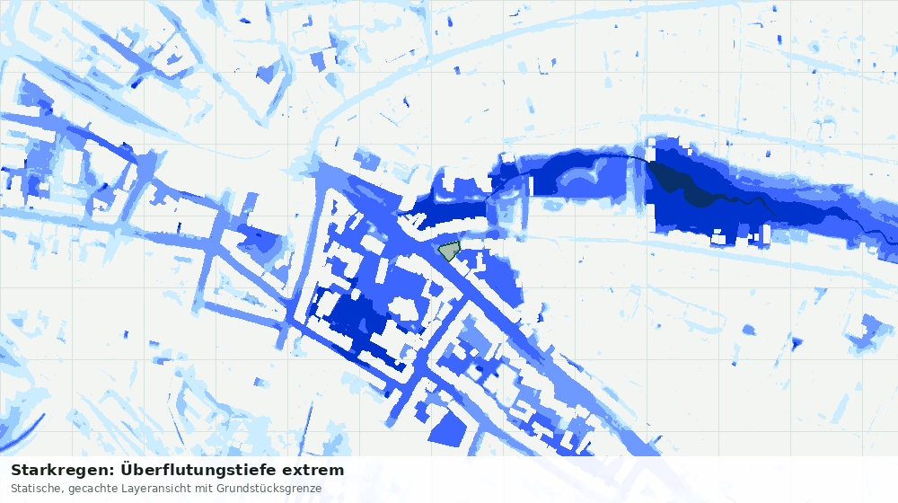 Statische Kartenansicht: Starkregen: Überflutungstiefe extrem