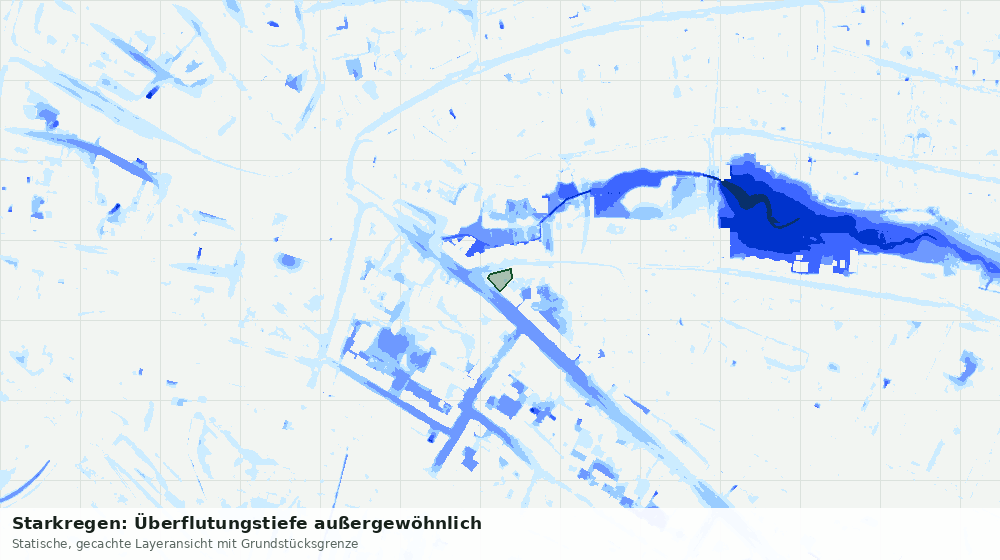 Statische Kartenansicht: Starkregen: Überflutungstiefe außergewöhnlich