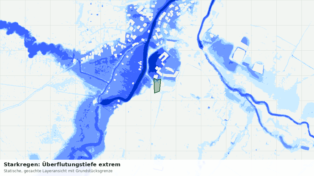 Statische Kartenansicht: Starkregen: Überflutungstiefe extrem