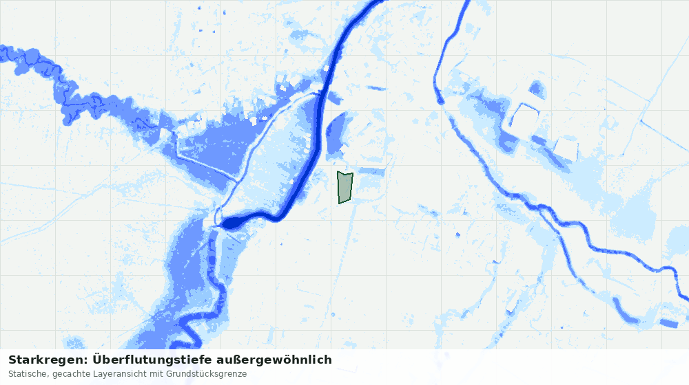 Statische Kartenansicht: Starkregen: Überflutungstiefe außergewöhnlich