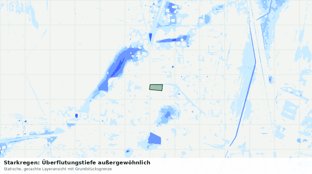 Statische Kartenansicht: Starkregen: Überflutungstiefe außergewöhnlich
