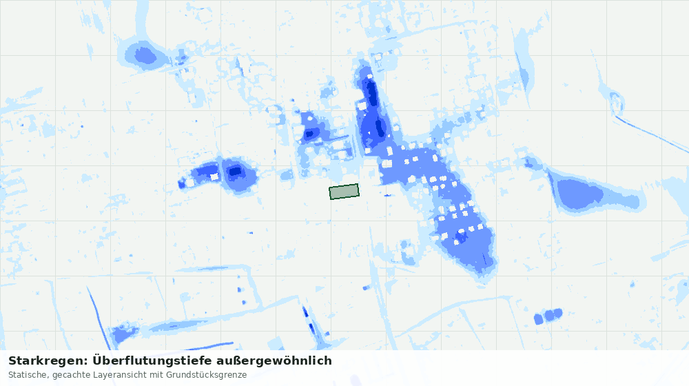 Statische Kartenansicht: Starkregen: Überflutungstiefe außergewöhnlich