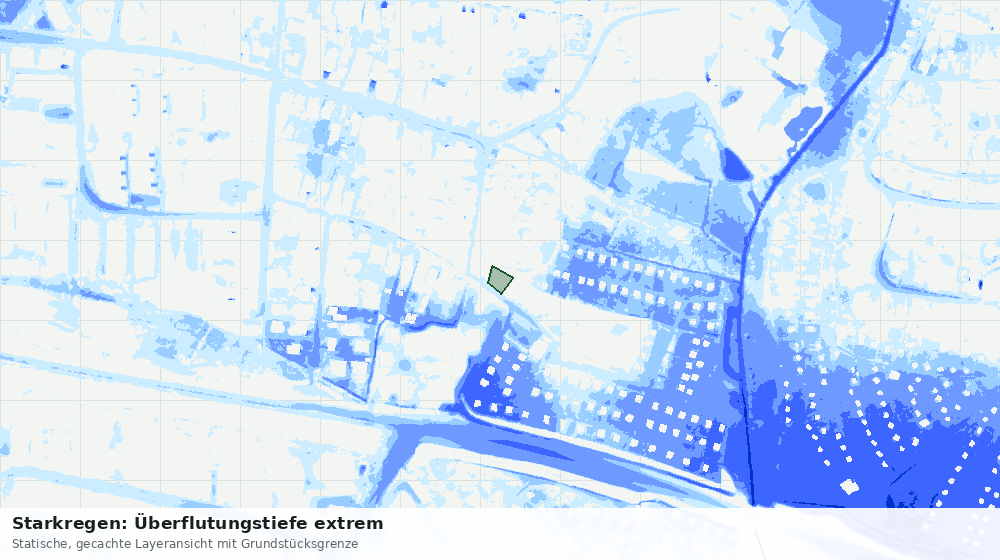 Statische Kartenansicht: Starkregen: Überflutungstiefe extrem
