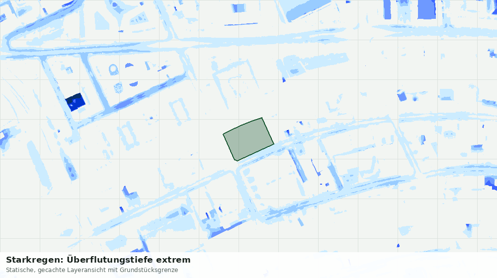 Statische Kartenansicht: Starkregen: Überflutungstiefe extrem