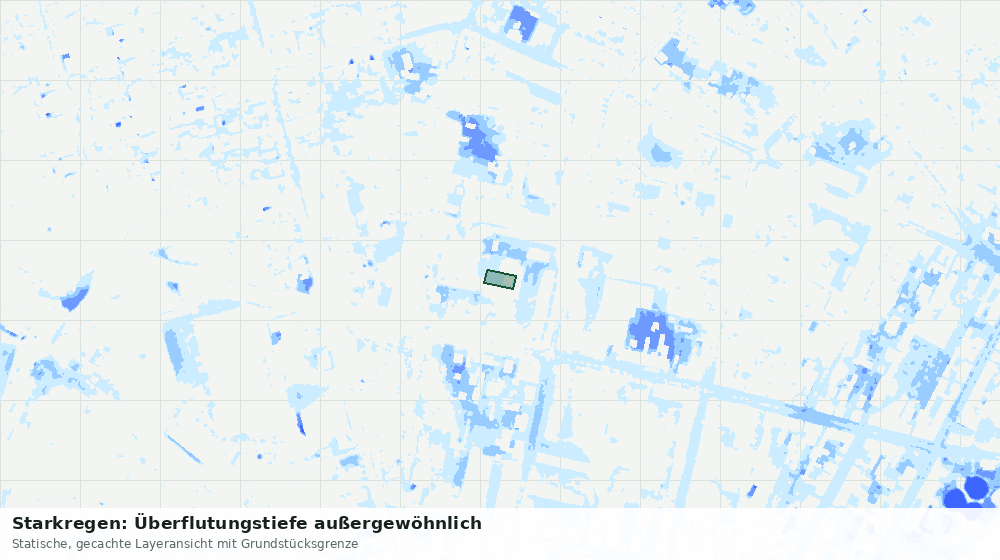 Statische Kartenansicht: Starkregen: Überflutungstiefe außergewöhnlich