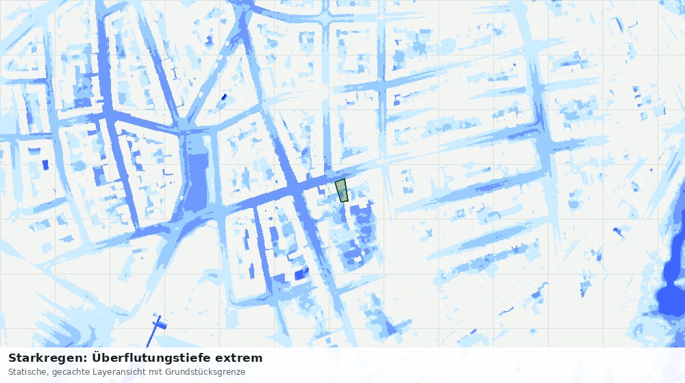 Statische Kartenansicht: Starkregen: Überflutungstiefe extrem