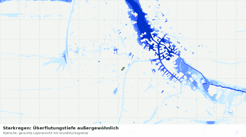 Statische Kartenansicht: Starkregen: Überflutungstiefe außergewöhnlich