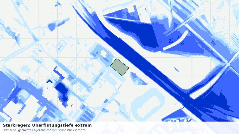 Statische Kartenansicht: Starkregen: Überflutungstiefe extrem