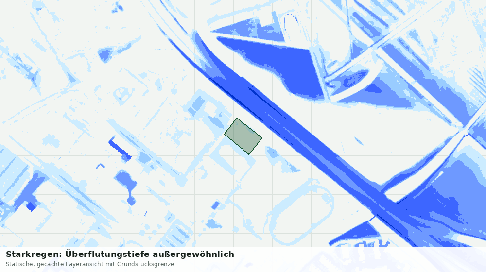Statische Kartenansicht: Starkregen: Überflutungstiefe außergewöhnlich