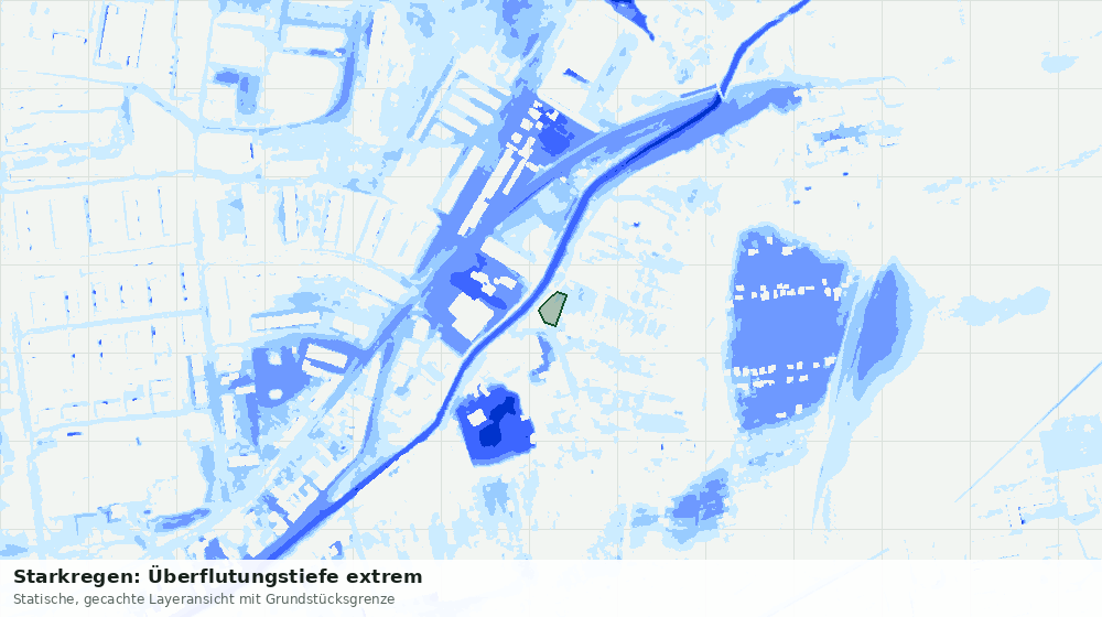 Statische Kartenansicht: Starkregen: Überflutungstiefe extrem