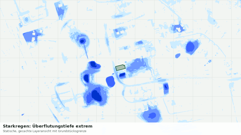 Statische Kartenansicht: Starkregen: Überflutungstiefe extrem