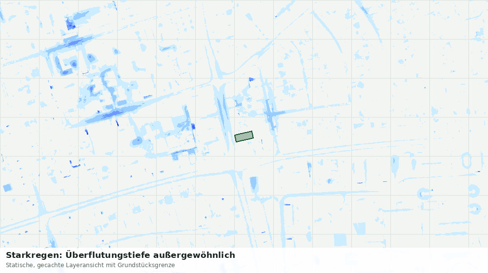Statische Kartenansicht: Starkregen: Überflutungstiefe außergewöhnlich