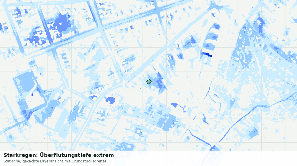 Statische Kartenansicht: Starkregen: Überflutungstiefe extrem