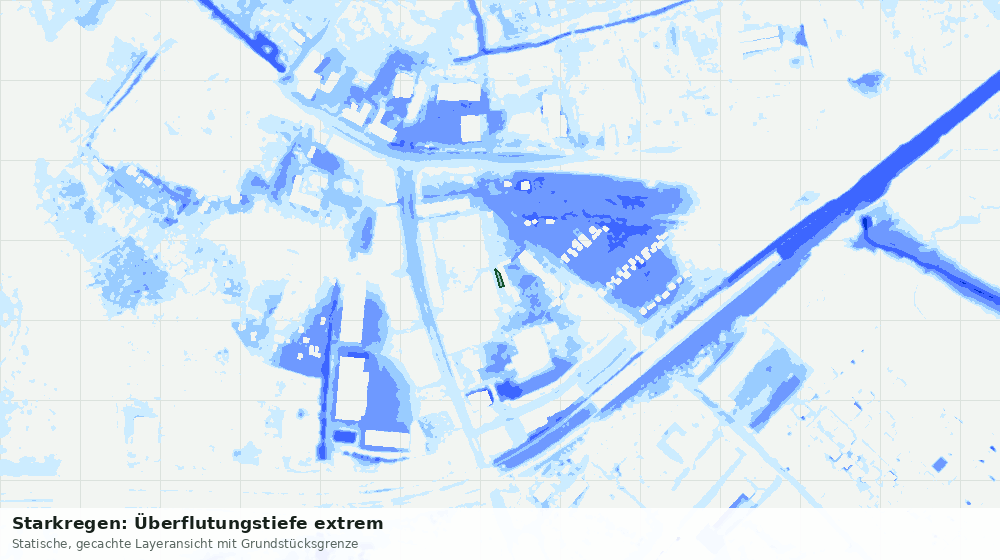 Statische Kartenansicht: Starkregen: Überflutungstiefe extrem