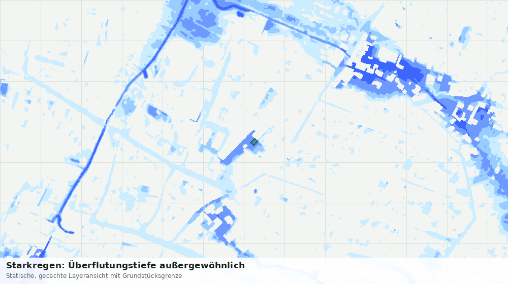 Statische Kartenansicht: Starkregen: Überflutungstiefe außergewöhnlich