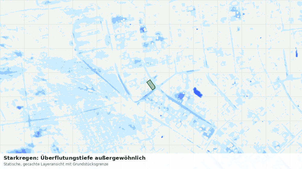 Statische Kartenansicht: Starkregen: Überflutungstiefe außergewöhnlich