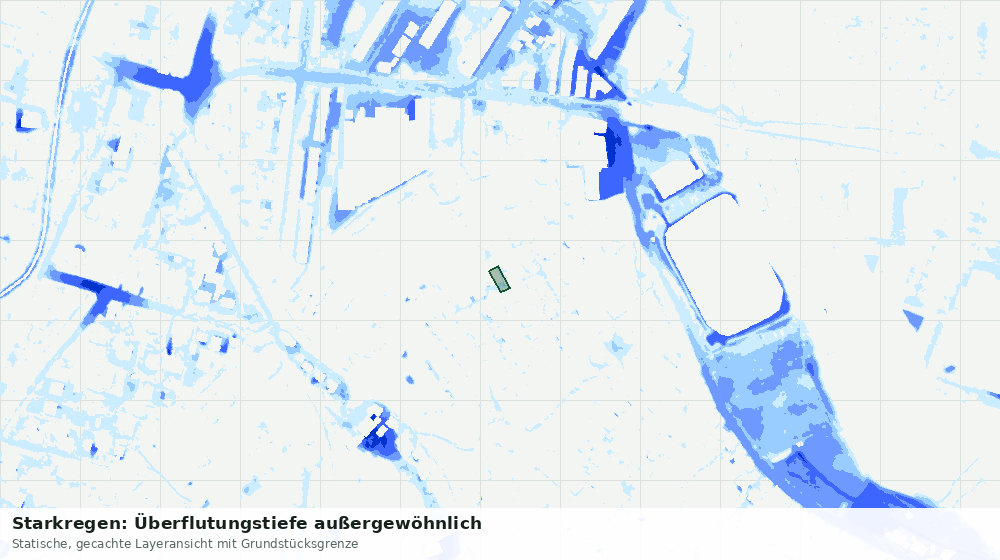 Statische Kartenansicht: Starkregen: Überflutungstiefe außergewöhnlich