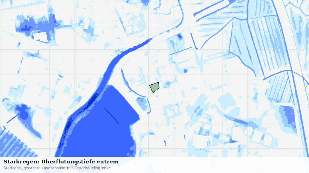 Statische Kartenansicht: Starkregen: Überflutungstiefe extrem
