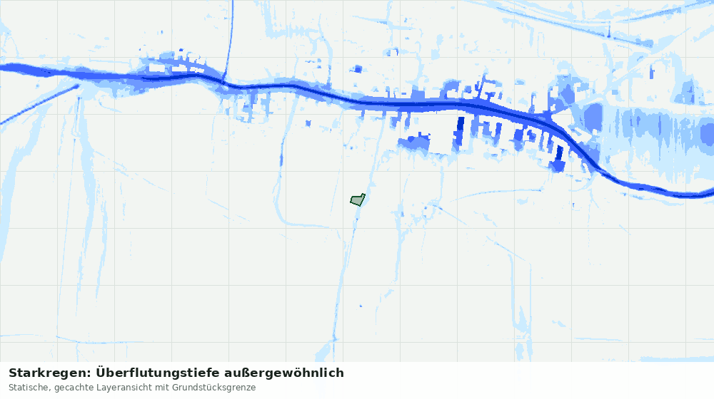 Statische Kartenansicht: Starkregen: Überflutungstiefe außergewöhnlich