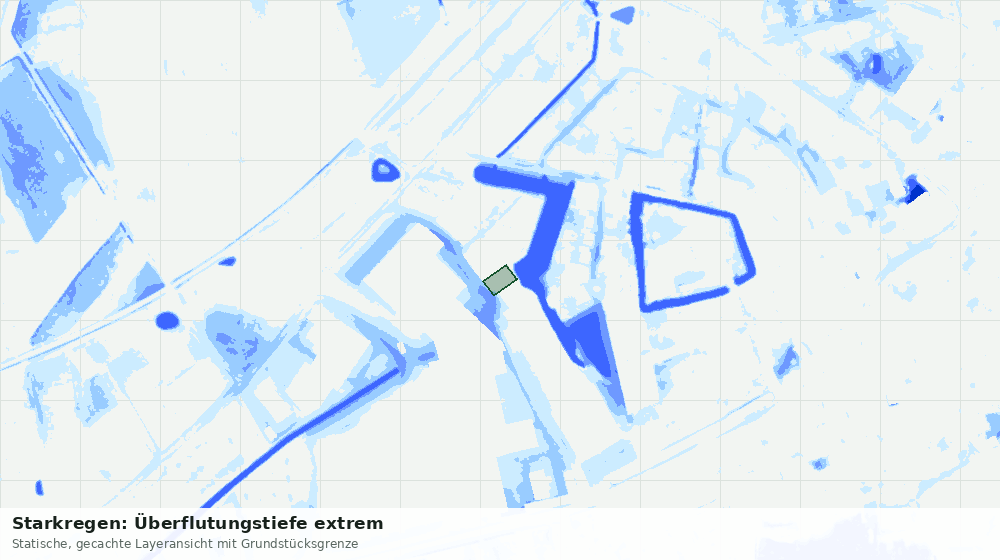 Statische Kartenansicht: Starkregen: Überflutungstiefe extrem