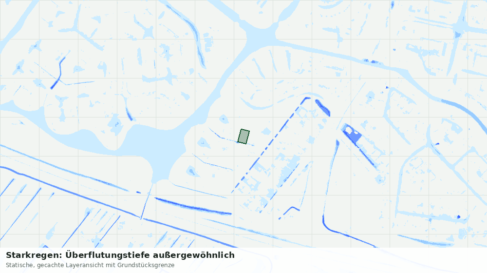 Statische Kartenansicht: Starkregen: Überflutungstiefe außergewöhnlich