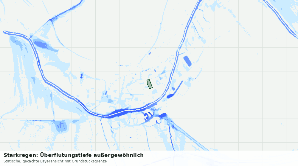 Statische Kartenansicht: Starkregen: Überflutungstiefe außergewöhnlich