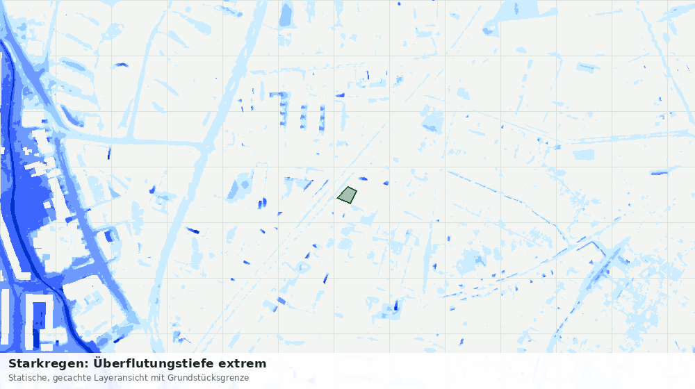 Statische Kartenansicht: Starkregen: Überflutungstiefe extrem