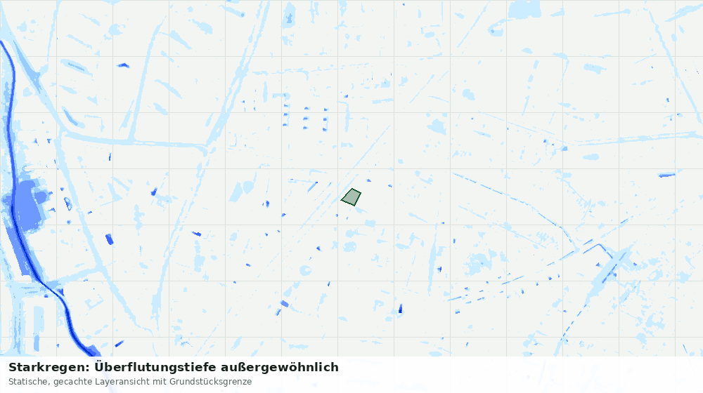 Statische Kartenansicht: Starkregen: Überflutungstiefe außergewöhnlich