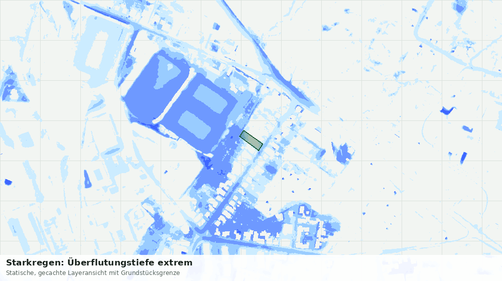 Statische Kartenansicht: Starkregen: Überflutungstiefe extrem