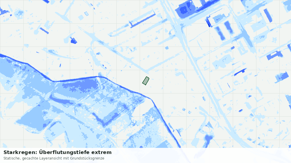 Statische Kartenansicht: Starkregen: Überflutungstiefe extrem