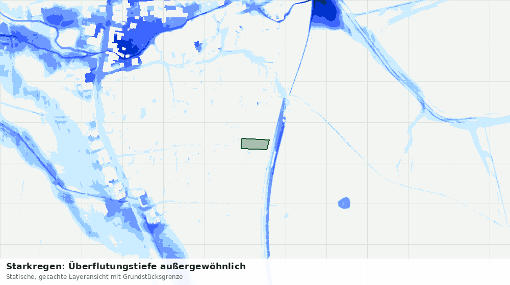 Statische Kartenansicht: Starkregen: Überflutungstiefe außergewöhnlich