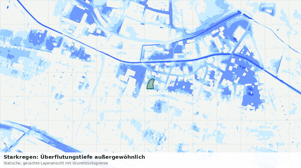 Statische Kartenansicht: Starkregen: Überflutungstiefe außergewöhnlich