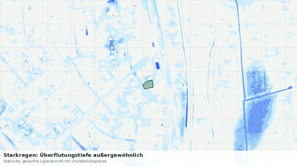 Statische Kartenansicht: Starkregen: Überflutungstiefe außergewöhnlich