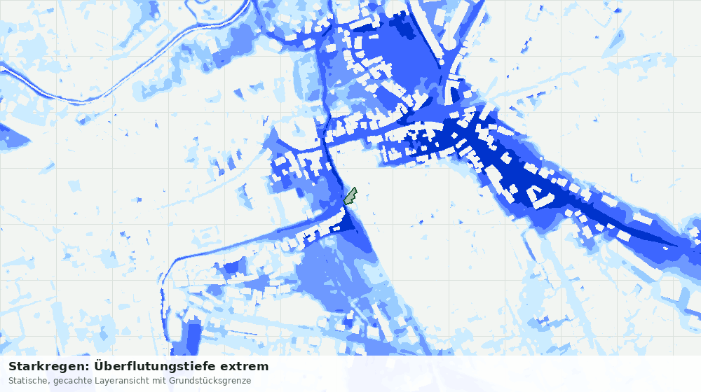 Statische Kartenansicht: Starkregen: Überflutungstiefe extrem