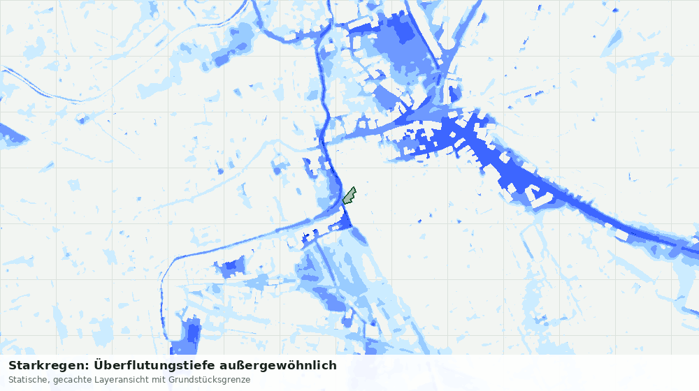 Statische Kartenansicht: Starkregen: Überflutungstiefe außergewöhnlich