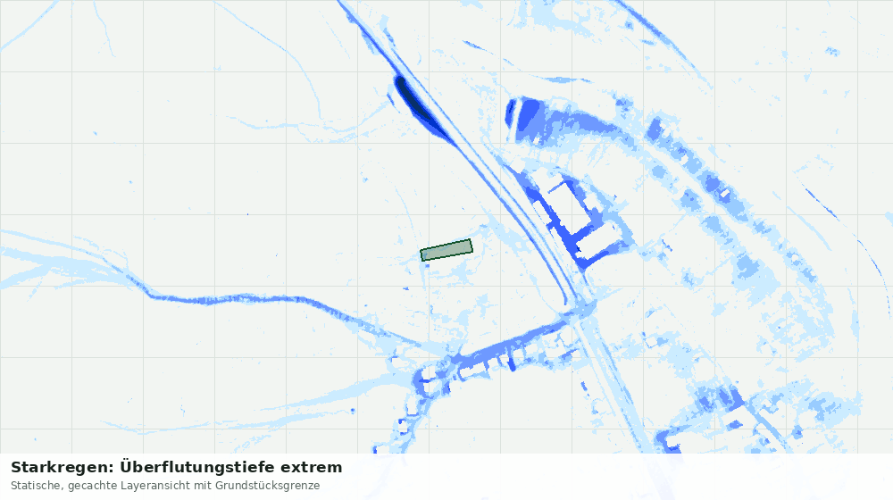 Statische Kartenansicht: Starkregen: Überflutungstiefe extrem