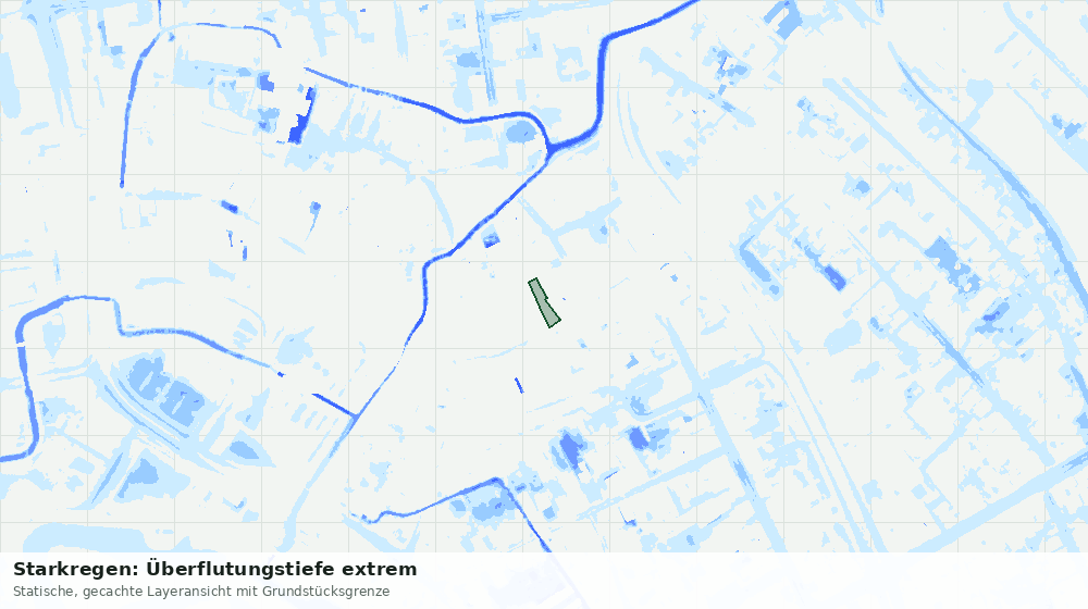Statische Kartenansicht: Starkregen: Überflutungstiefe extrem